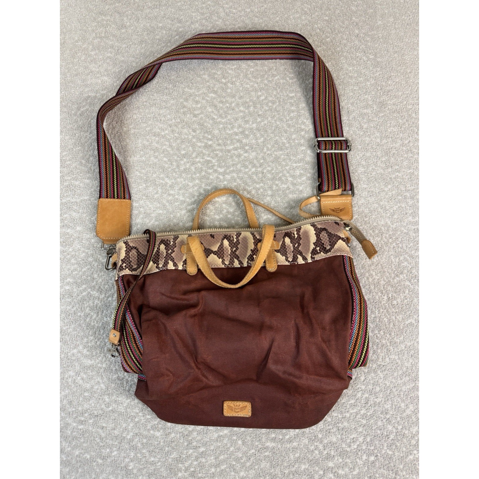 Consuela Women's Brown Snake Skin Pattern Shoulder Tote Bag